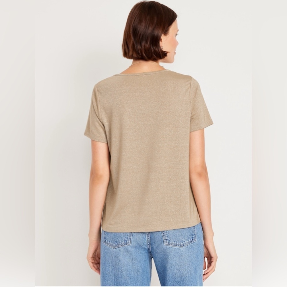 NEW…Old Navy Luxe Golden Shine V-Neck Top - Picture 2 of 6